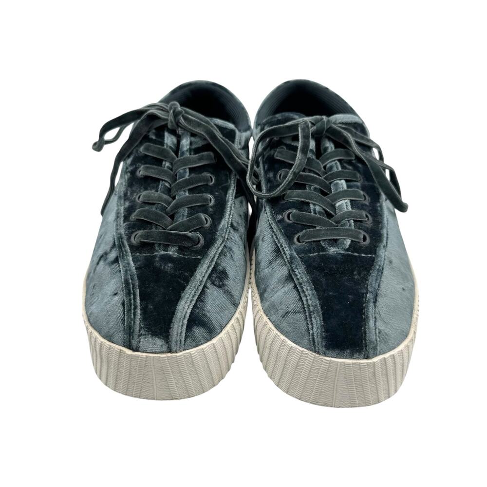 Tretorn Nylite 4 Bold Teal Blue Crushed Velvet Lace Up Platform Fashion Sneakers - Picture 3 of 11
